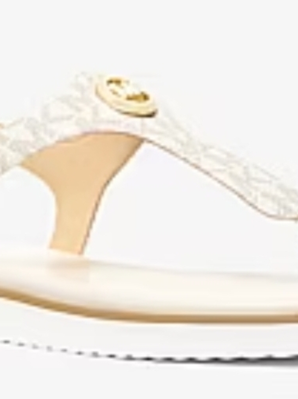 Michael Kors Val Signature Logo Thong Sandals In Vanilla Size 8.5 Women Like New